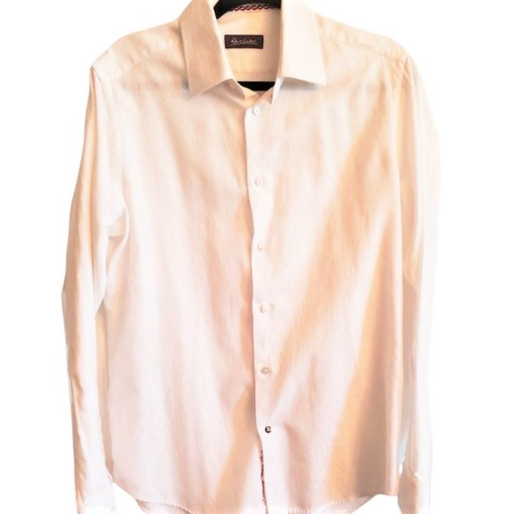 ROBERT GRAHAM MEN'S FANCY BRIGHT WHITE DRESS SHIRT 38/15